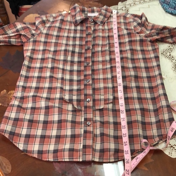 Anthropologie Leith Red Mauve Button Up Shirt Size XS - Picture 8 of 11